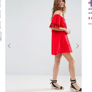 ASOS Off Shoulder Sundress with Tassel Detail